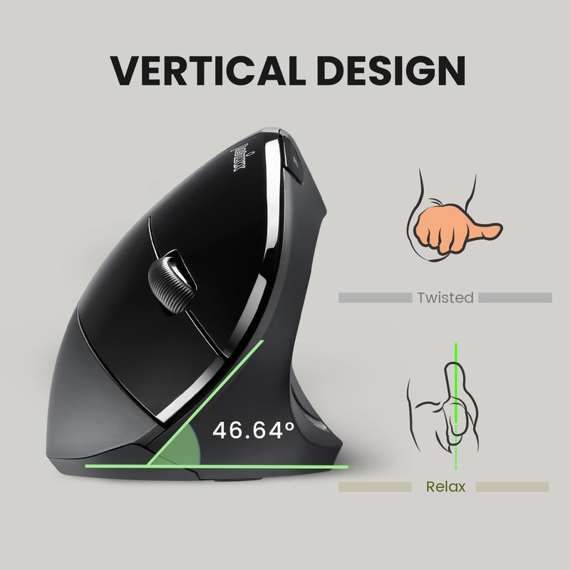 Perixx PERIMICE-713 Wireless Ergonomic Vertical Mouse - 800/1200/1600 DPI -