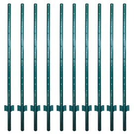 ARIFARO Fence Posts 5 Feet Sturdy Duty Metal Fencing Fencing Poles, Pack of 10, No Dig Garden T Post for Wire Fencing Steel Poles for Yard, Outdoor Wire