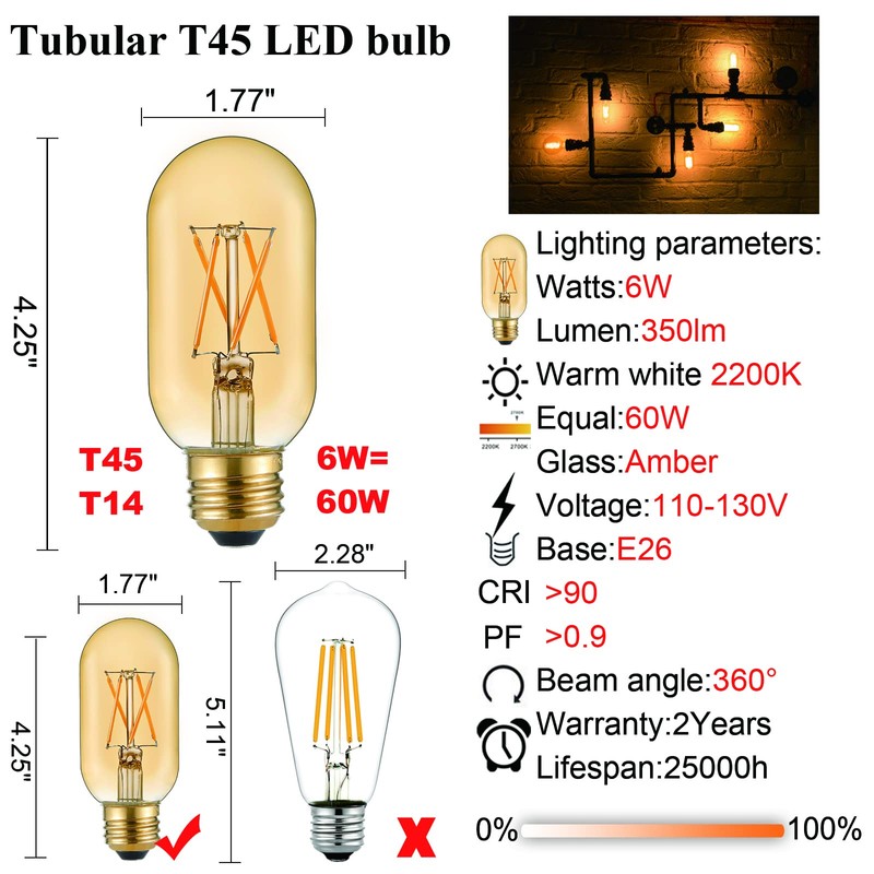 LiteHistory E26 LED Bulb 6W Equivalent E26 Bulb 60 watt