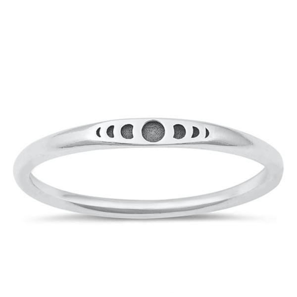 CloseoutWarehouse Sterling Silver Stackable Mini Signet Ring (Moon Phases, 7)