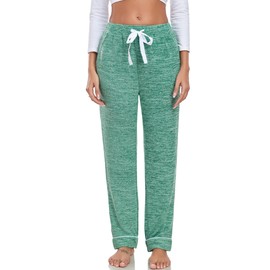 Viakeo Womens Pajama Pants Wide Leg Lounge Pants Knitted Sleep Pants High Waist Trousers With Pockets S-3XL