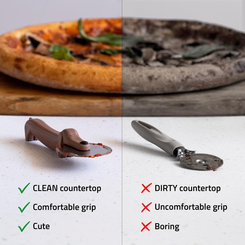 Peleg Design Puperoni Cute Pizza Cutter Wheel – Dog-Shaped Plastic