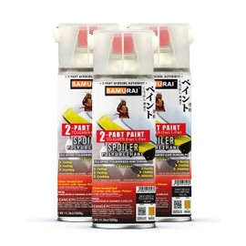 SAMURAI 2-Part Polyurethane Spray Paint for Car Spoiler - 11.3 Ounce UV Resistant and Rust Resistant Polyurethane Spray (RED, Pack of 3 Cans)