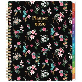 2026 Planner - Planner 2026 Weekly and Monthly, January 2026 - December 2026, 9” x 11”, 2026 Calendar Planner with Colorful Tabs, Back Pocket, Twin-wire Binding - Floral