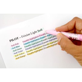 Pilot FriXion Light Soft Erasable Highlighters, Set of 6, Pastel Pink, Yellow, Purple, Blue, Orange, Green Colour