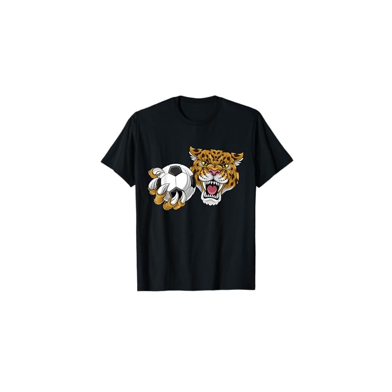 Jaguar Leopard Cheetah Soccer Ball Cartoon Character T-Shirt