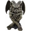 Ebros Winged Ram Horned Gargoyle Sitting On Cathedral Pedestal Statue