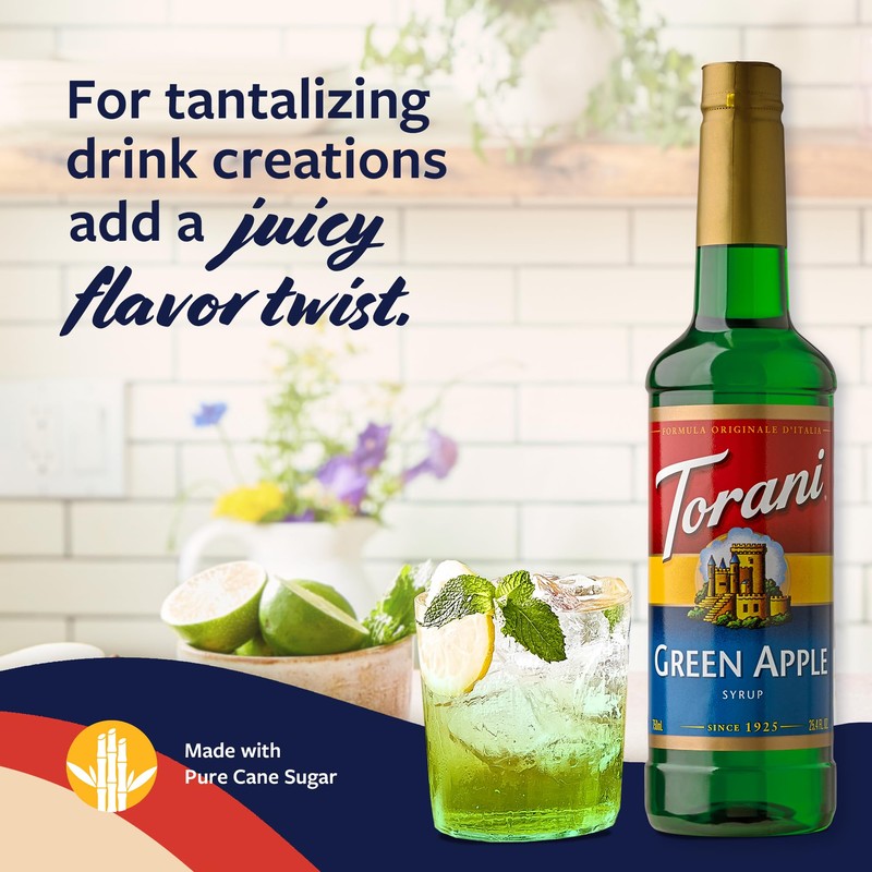 Torani Green Apple Syrup for Drinks, Flavoring for Sodas and
