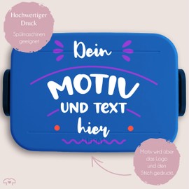 Children's Bento Box Midi Lunch Box for Mepal Bento Box - Photo Image - Your Motif and Text Here - 900 ml - Blue