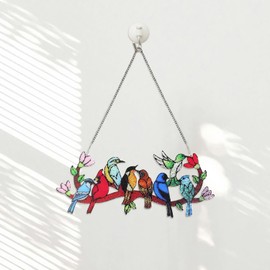 Birds On Branch Suncatcher Cardinal Hummingbird Kingfisher Window Hanging Decor Bird Ornament Bird Lover Gift for Mom Grandma
