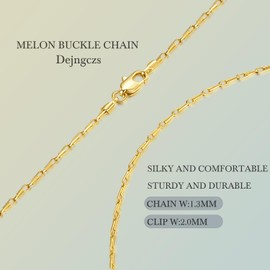 Dainty 14K Gold Necklace for Women Trendy Simple Necklaces for Womens Sunflower Seed-Shaped Link Thin 14K Gold Chain for Women Mens Golden Necklace Stack Golden Jewelry for Womens 16-24IN 1.3MM (18in)