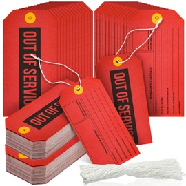 Out of Service Tags, Red Tags, Maintenance Required Tags with Cotton String, 8 Inch Tag(200 Pack)