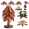 Wood Natural Tree Trivet Set, Christmas Tree Shape Trivets for