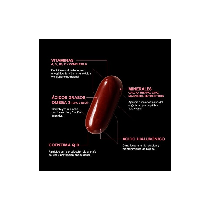 Multivitamínico para Mujer | CoQ10, Biotina, Ácido Hialurónico | Vitaminas