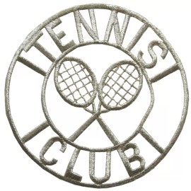 Unbranded #2972W 3-3/4" Embroidery Iron On Silver Tennis Club Applique Patch