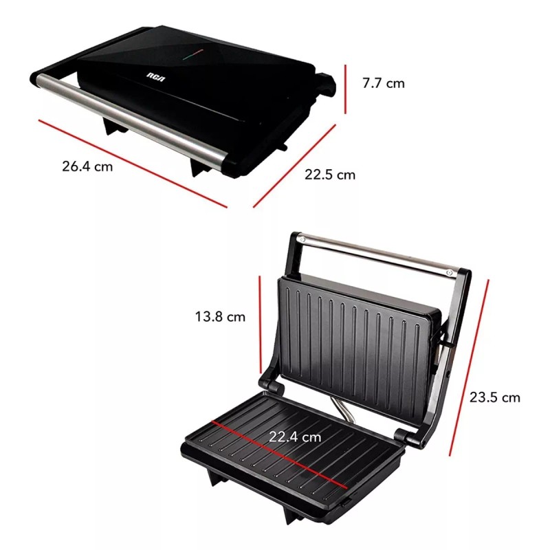 Rca Parrilla Panini Placas Antiadherentes Rc-122g Color Negro