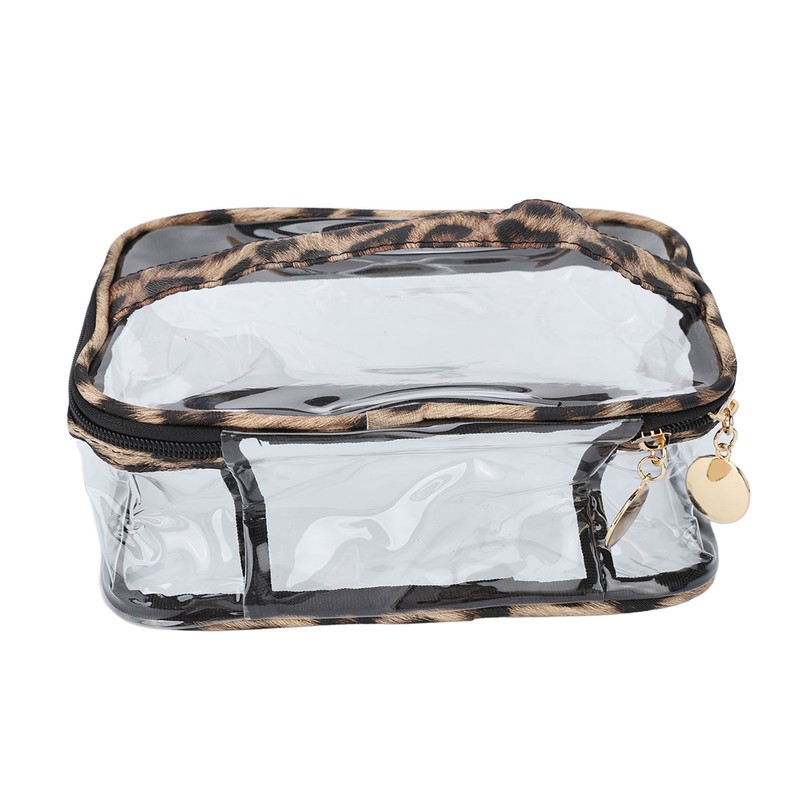 3pcs Makeup Bag Set Leopard Print Large Capacity Portable Waterproof