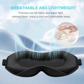 Upgraded Sleep Mask with Adjustable Strap and 5 Pairs Earplugs for Sleep, 3D Ultra Soft Comfortable Eye Masks, Eye Mask for Sleeping Perfect Sleeping Mask Blindfold for Sleeping Women Men Kids