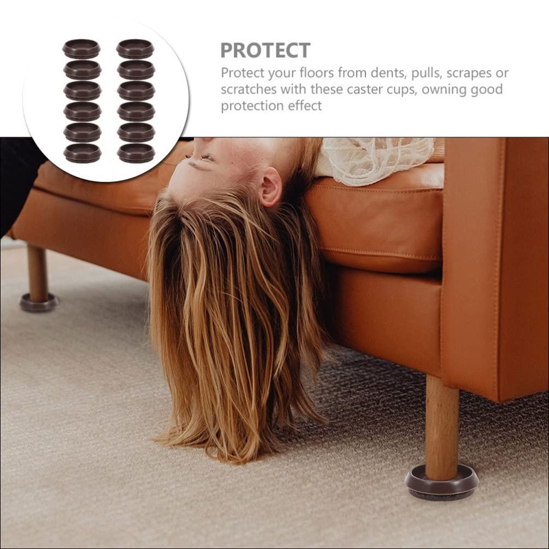 Angoily Furniture Coaster Caster Cups 12 Pack Non-Slip Floor Protectors