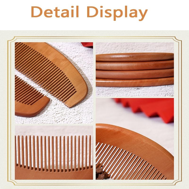 2 Pcs Natural Sandalwood Hair Combs,Semi Circular Wooden Comb,Walnut Wood