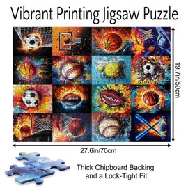 Tucocoo Graffiti Sports Balls Jigsaw Puzzle 1000 Pieces Basketball Soccer Ball Art Puzzles for Adults, Abstract Colorful Ball Collage Artwrok DIY Puzzles for Challenging Family Games Home Decor Gifts