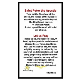 Gifts by Lulee, LLC Saint Peter the Apostle Patron Saint of Netmakers Shipbuilders Fishermen and of Locksmiths.Laminated Italian Holy card with Gold Accents