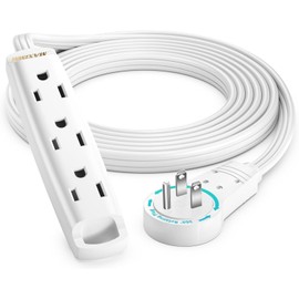 Maximm 10 Ft Black 360° Rotating Flat Plug Extension Cord with 3 Outlets on One Side, Versatile Long Reach for Home & Office Use UL-Listed