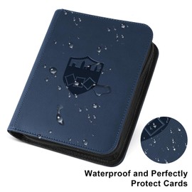 Trading Card Binder 4 Pocket, GERMUN PU Cover Card Binder for 160 Cards, Premium Trading Card Holder Folders, Double Sided Pocket Card Album for MTG, TCG (Blue)