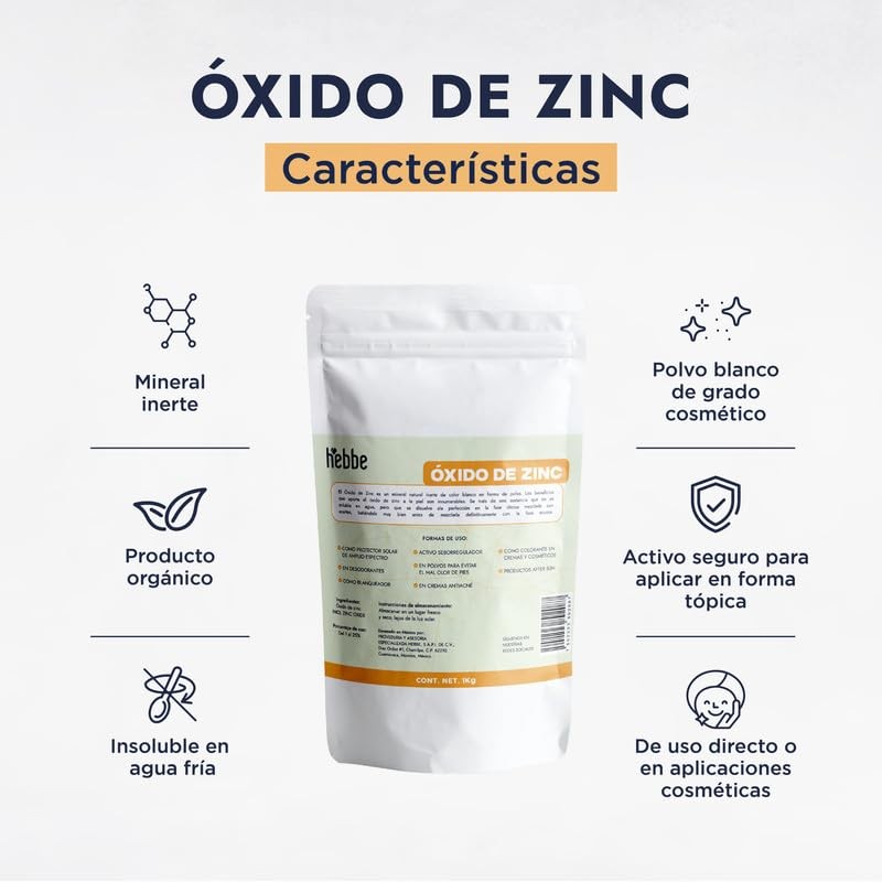 Hebbe - Óxido de Zinc Puro, Protector UV y Antimicrobiano