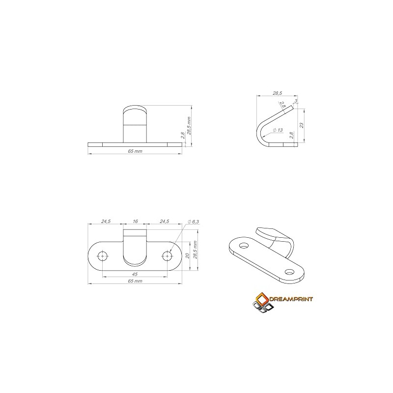 Dreamprint 15x Guy Hooks 2-Hole Galvanised Steel Tarpaulin Hook Hole