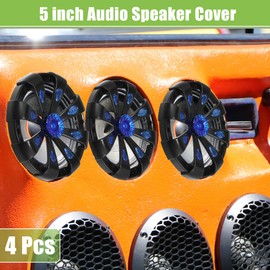 A ABSOPRO 5 Inch Car Speaker Grille Cover Round with Screws Black - Pack of 4