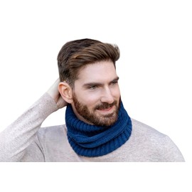 Neck Warmer Mixed mere Men Women Made In Italy Scarf Ring Hat mere Winter Unisex Merino Wool Black Grey White Beige Warm Shawl One Size Pashmina Shawl, Blue Melange, One size