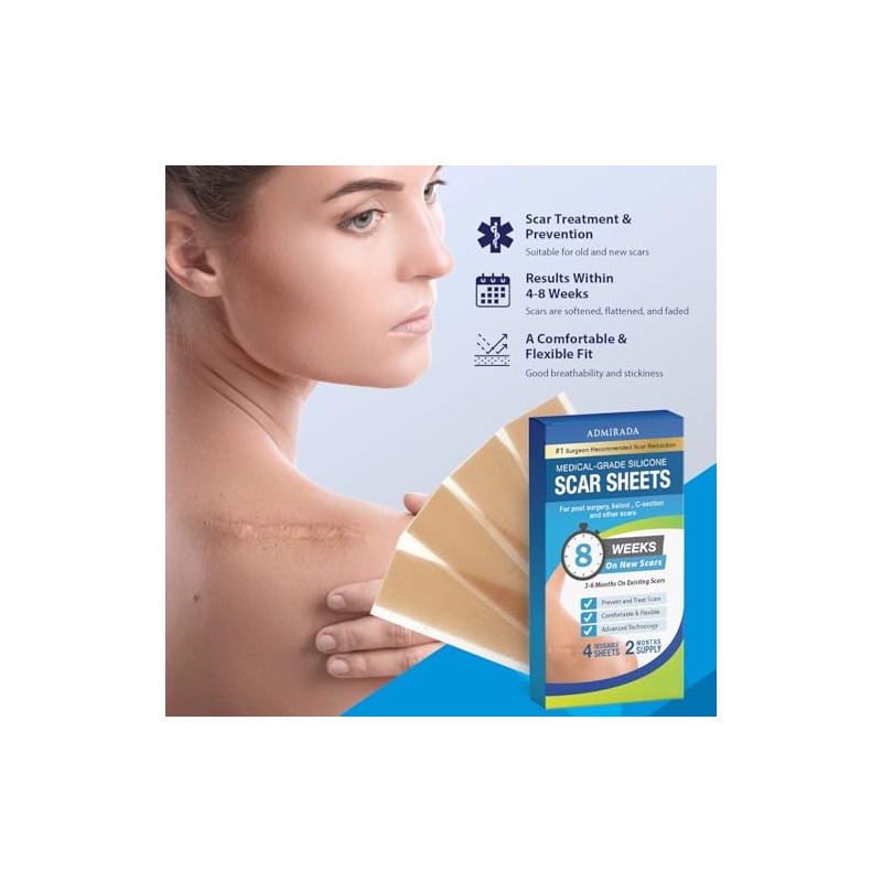 Admirada Silicone Sheets for Scars: Reusable Scar Care Tape for