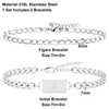 2PCS Initial Letter Stainless Steel Bracelet, A-Z Letter Pendant Cuban