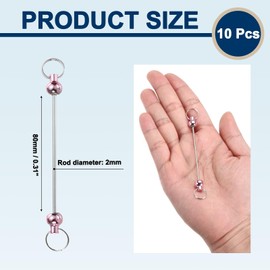 PATIKIL 10pcs Beadable Keychain Bar, Beadable Keychains Blanks Beaded Keychain Bar Bulk Key Chain Rod Making Charm for Beads Jewelry Making DIY Focal Bead Crafts Backpack, Pink