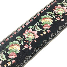 Mullsan 5Meters Black Floral Wallpaper Border Self Adhesive Wall Covering Kitchen Bathroom Bedroom Tiles Decor Sticker