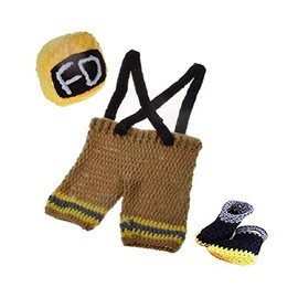 Matissa Newborn Baby Girl/Boy Crochet Knit Costume Photography Prop Outfits (Little Firefighter)