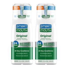 SmartMouth Original Zinc Activated Mouthwash - Instant Fresh Breath Mouthwash - Eliminates Bad Odors and Bad Breath - Alcohol-Free, Sugar-Free, Gluten-Free - Fresh Mint - 16 fl oz (2 Pack)