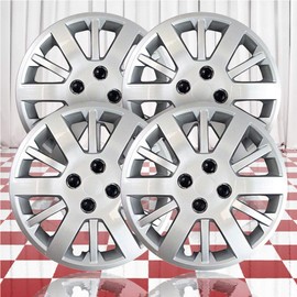 Brighter Design Set of 4 15" Screw-on Silver Hubcaps for Chevy Cobalt 2009-2010