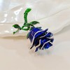 DREAMLANDSALES Vintage Royal Blue Enamel Rose Brooch Pin Winter Holiday