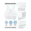 RELLECIGA Women's White Strappy Padded Sports Bra Yoga Bra Tops