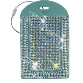 Glittering Blue Diamond Luggage Tag - Sparkling Rhinestone, Bling Baggage Identifier for Suitcases & Handbags & Backpack - Stylish Travel Accessory, 1 Pcs