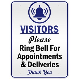 Visitors Please Ring Bell For Appointment & Deliveries Sign, 36"x48" Aluminum Composite Reflective, Indoor/Outdoor Use, USA MADE By My Sign Center