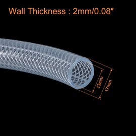 sourcing map Braided PVC Tubing, 1/2"(13mm) ID 11/16"(17mm) OD 10ft Flexible Clear Water Hose