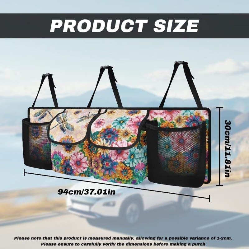 TOADDMOS Dragonfly Car Trunk Organizer for Women Lady Boho Floral