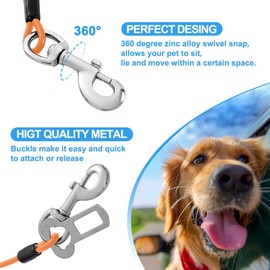 Mi Metty Dog Car Seat Belt, Dog Car Harnesses Chew Proof Steel Rope Cable, Waterproof Dogs Safety Belt, Vehicle Harnesses with Double Clips and Latch Attachment
