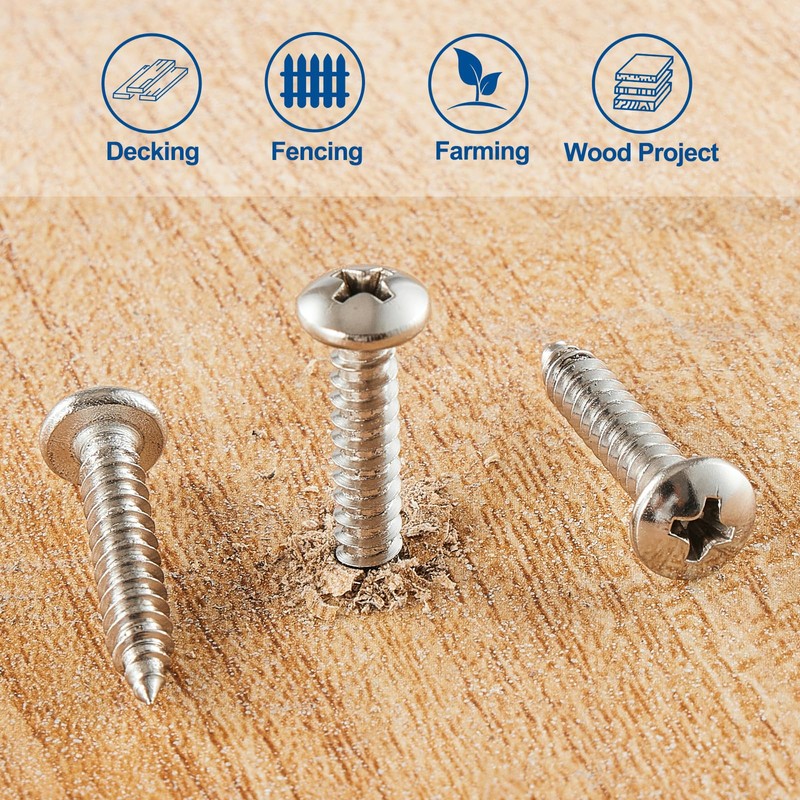 ANCHOREASE #8×1/2″ Wood Screw 400Pcs, 304 Stainless Steel Screws, Truss