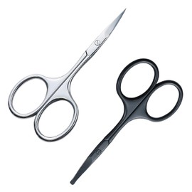 2PCS Premium Stainless Steel Nose Hair Scissors for Men Women - Trimming Facial Hair, Eyebrow, Ear Hairs - Small Scissors for Precision Grooming