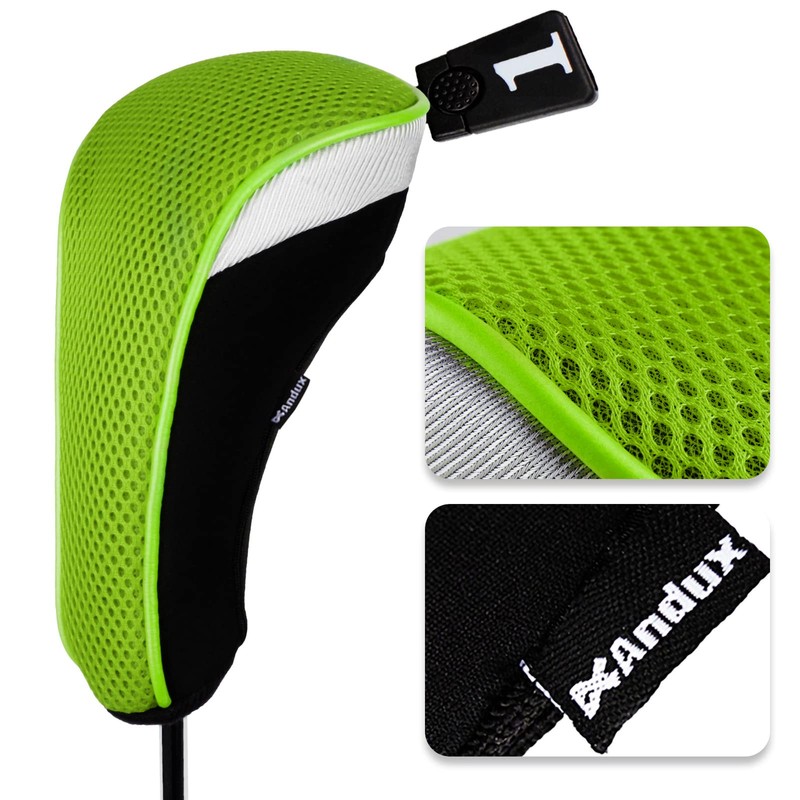 Andux Golf 460cc Drivers Club Head Covers Short Neck Green