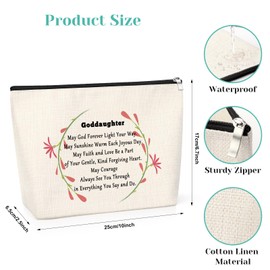 Goddaughter Gifts Makeup Bag Christian Gifts for Women Christian Gift for Goddaughter Cosmetic Pouch Goddaughter Gifts from Godmother Religious Gifts Bible Verse Gift Christmas Birthday Gift for Her